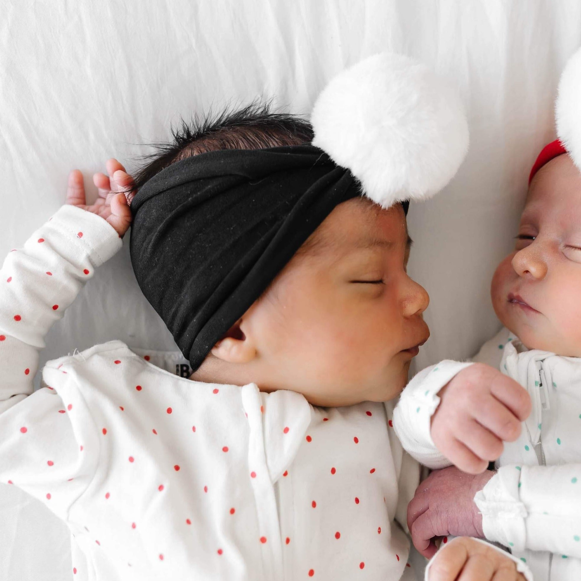 Soft Nylon Headband with Faux Luxe Fur Pom One Size: black/white-Baby Bling Bows