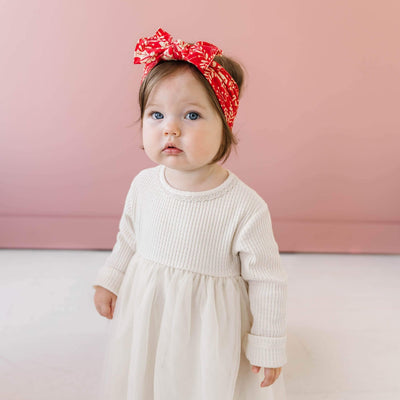 Soft Printed Nylon Headband One Size: red bough-Baby Bling Bows