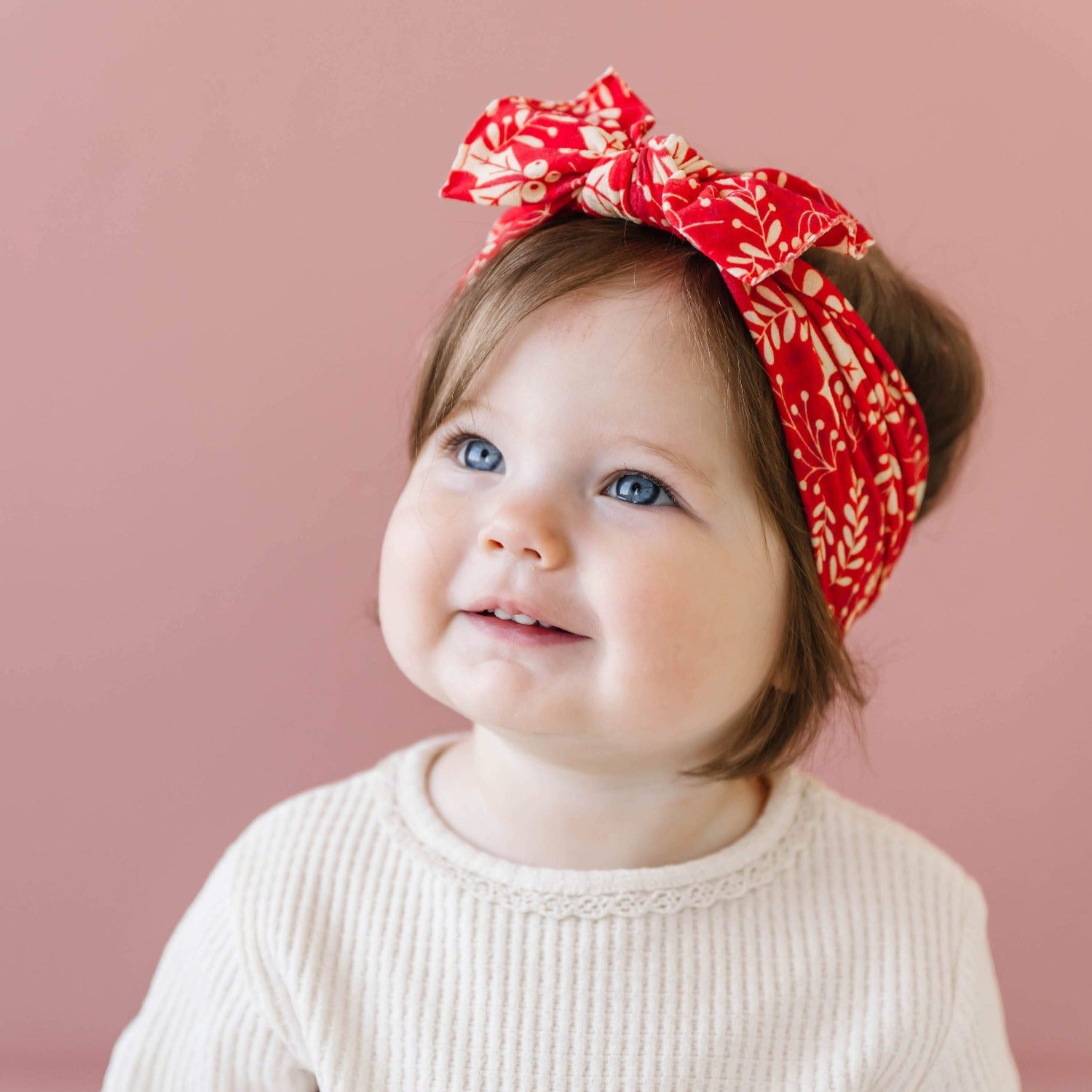 Soft Printed Nylon Headband One Size: red bough-Baby Bling Bows