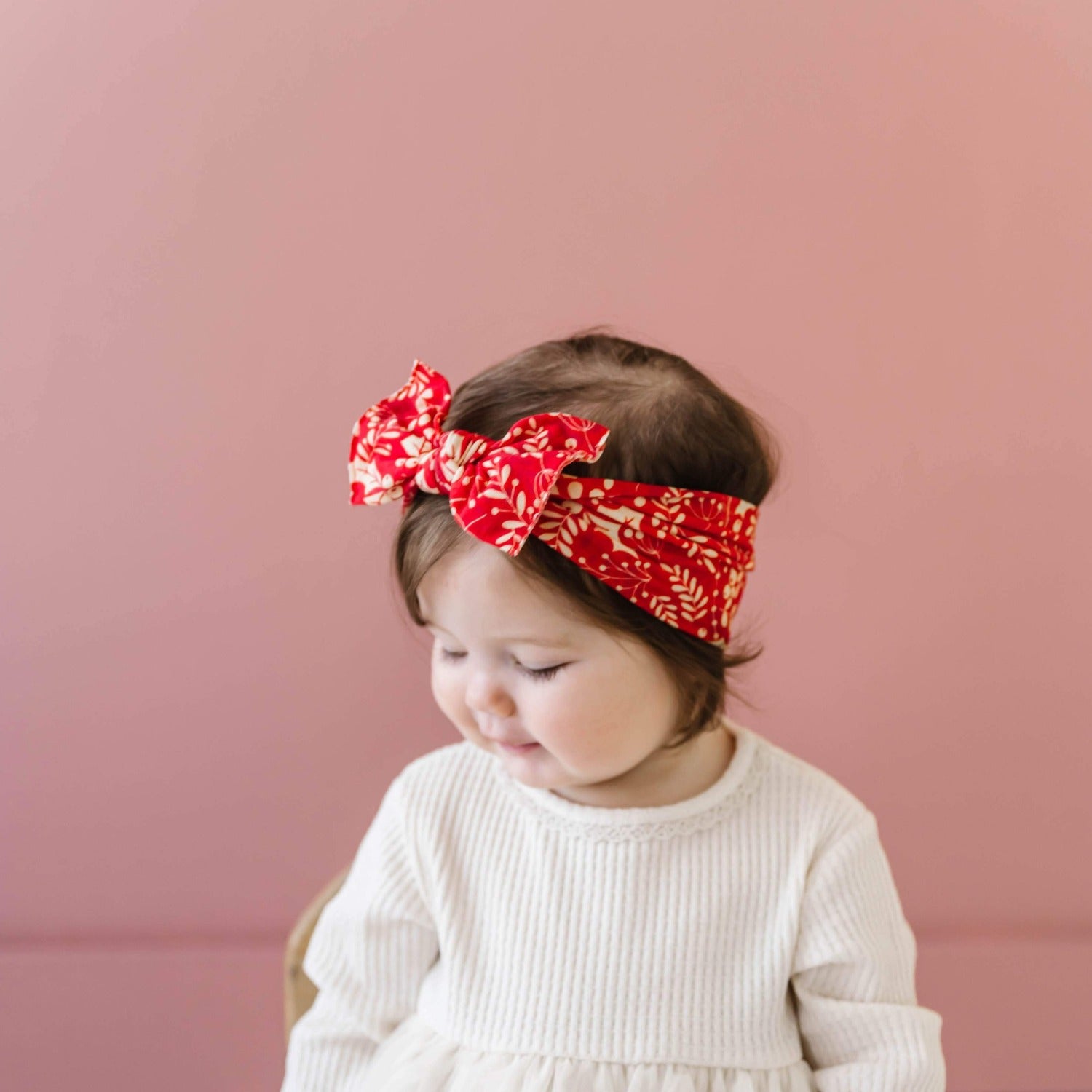 Soft Printed Nylon Headband One Size: red bough-Baby Bling Bows