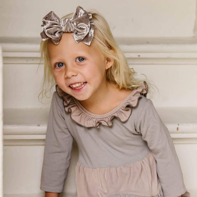 Soft Nylon Skinny Headband Velvet FAB-BOW-LOUS One Size: brown/crushed mushroom-Baby Bling Bows