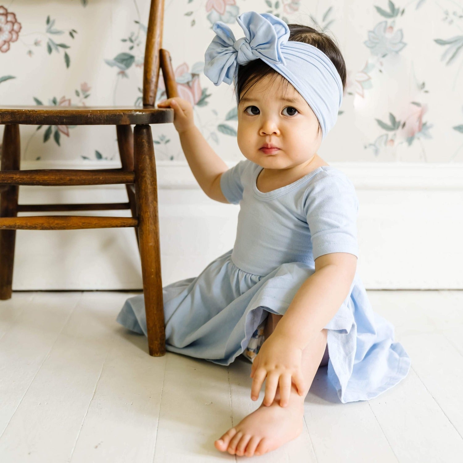 Soft Nylon/Spandex Headband FAB-BOW-LOUS One Size: dusty blue-Baby Bling Bows