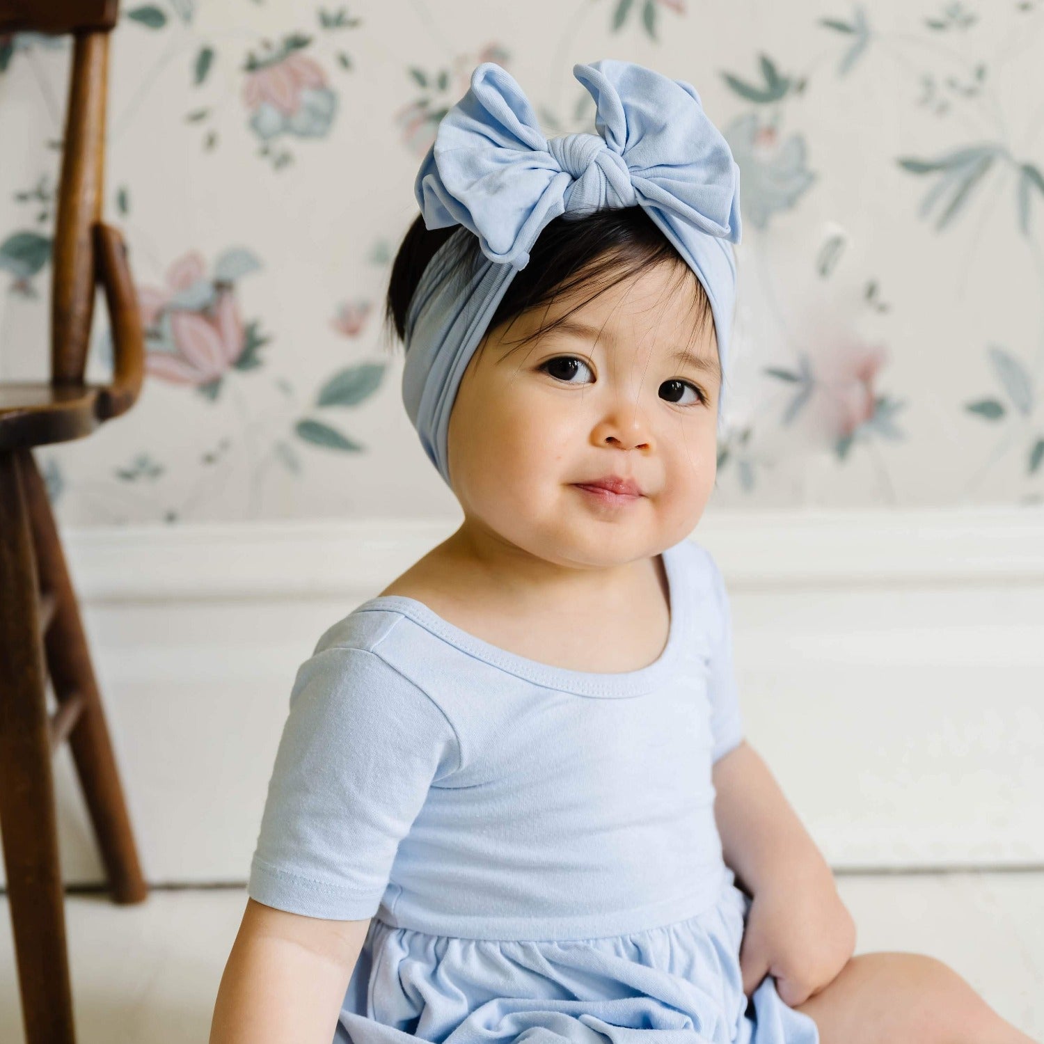 Soft Nylon/Spandex Headband FAB-BOW-LOUS One Size: dusty blue-Baby Bling Bows
