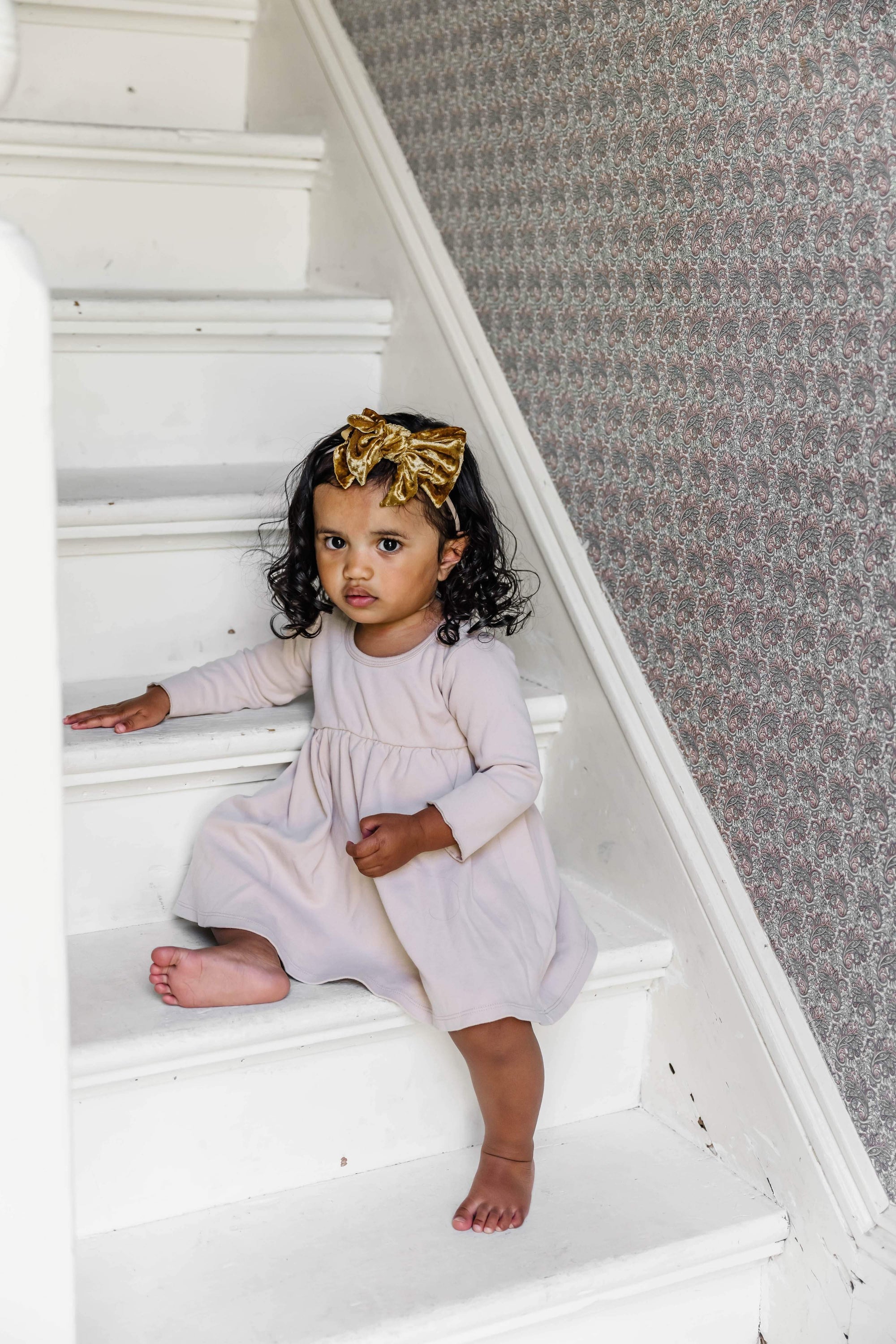 Soft Nylon Skinny Headband Velvet FAB-BOW-LOUS One Size: brown/crushed medallion-Baby Bling Bows