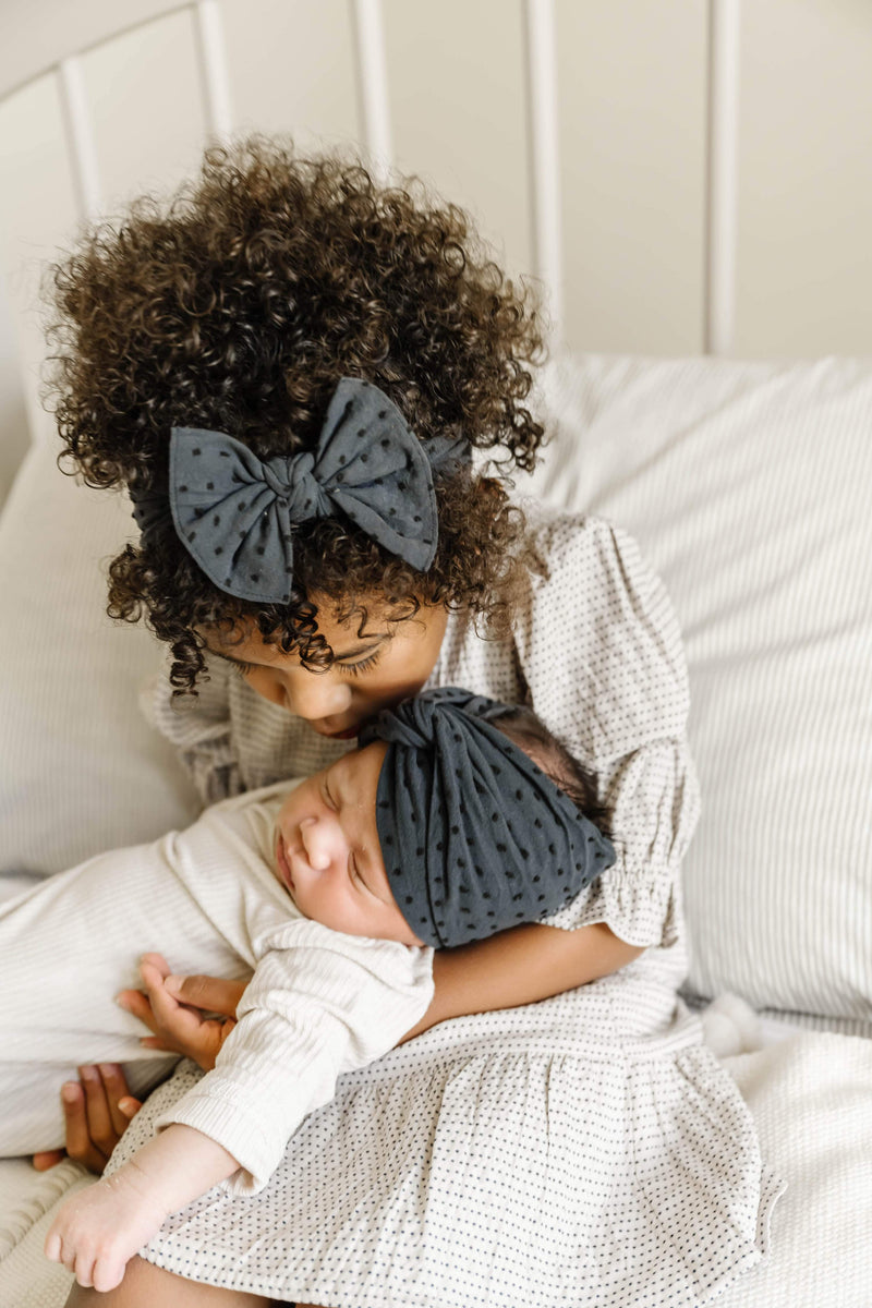 Soft Nylon Shabby Dot Pattern TWIST Headband One Size:saddle/black dot-Baby Bling Bows