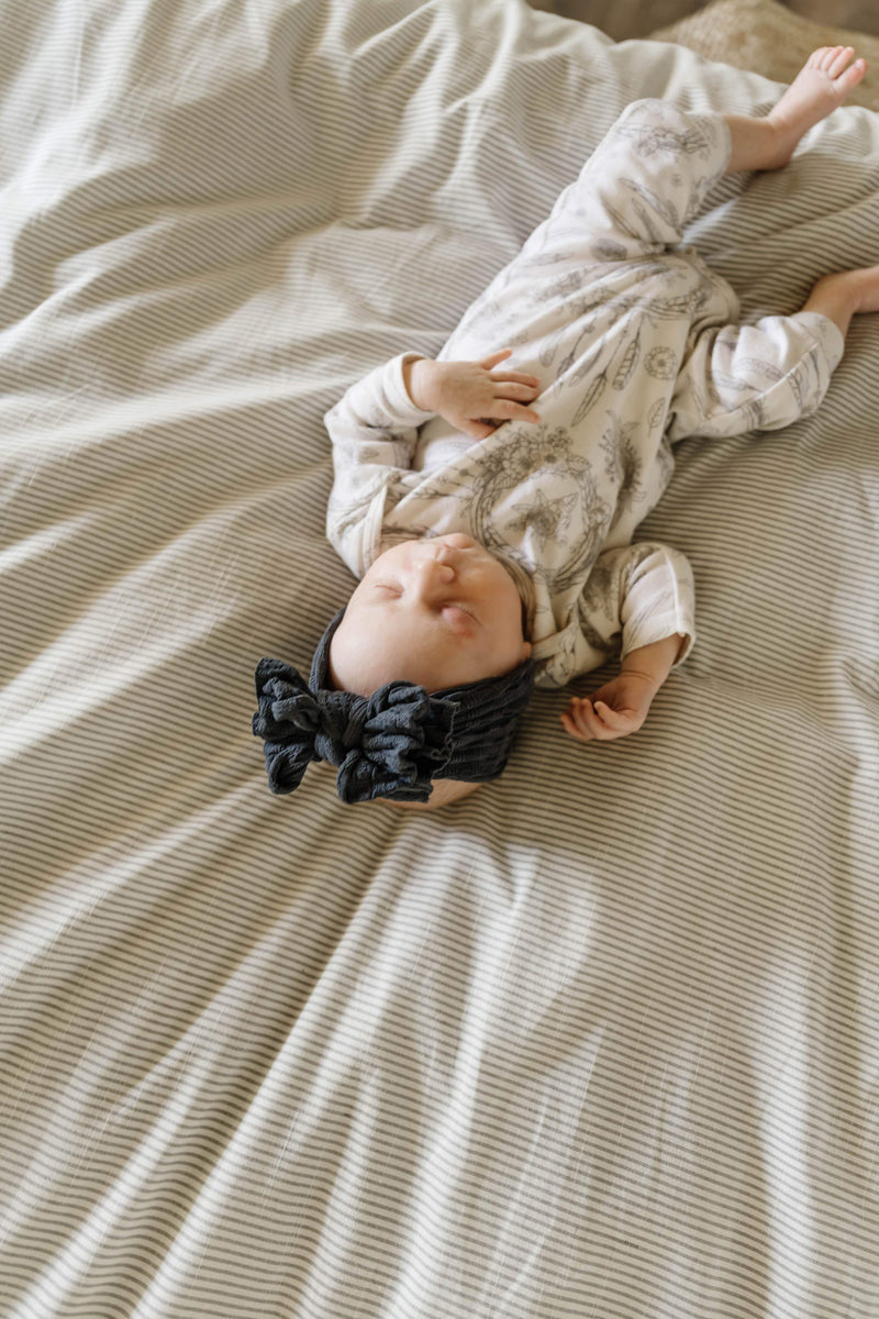Soft Waffle Knit Nylon FAB-BOW-LOUS Headband One Size: charcoal-Baby Bling Bows