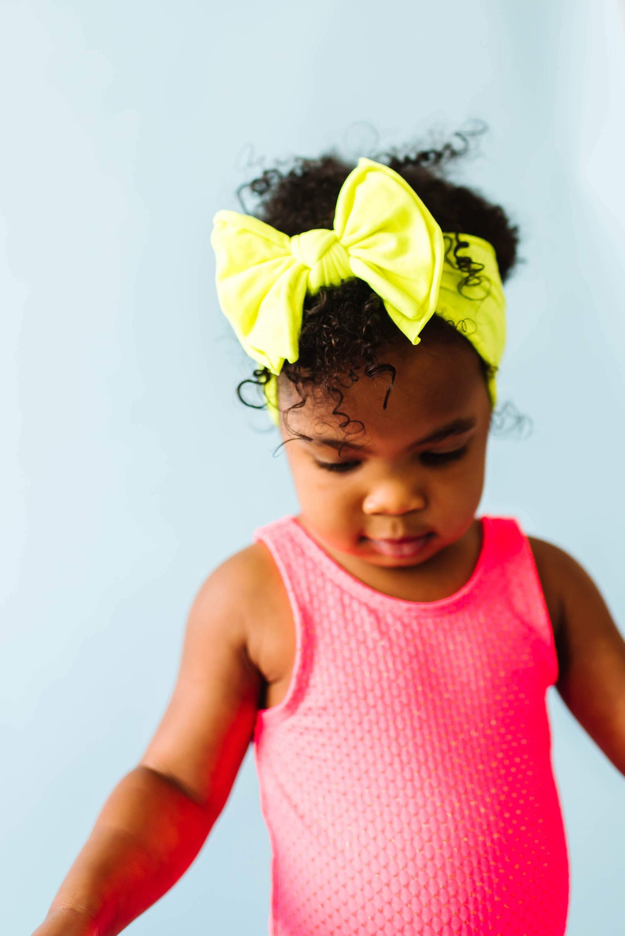 Soft Nylon/Spandex Headband Fab-BOW-Lous Style One Size: neon safety yellow-Baby Bling Bows