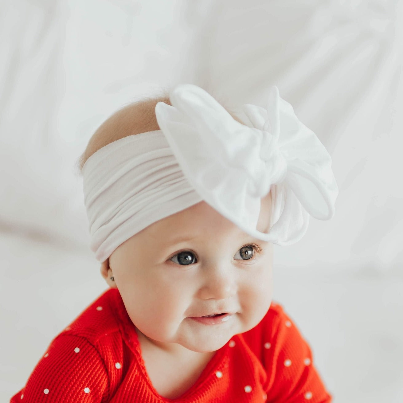 Soft Nylon/Spandex Headband Fab-BOW-Lous Style One Size: white-Baby Bling Bows
