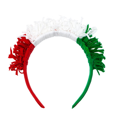 FRINGE HARD HEADBAND: cherry / white / kelly green