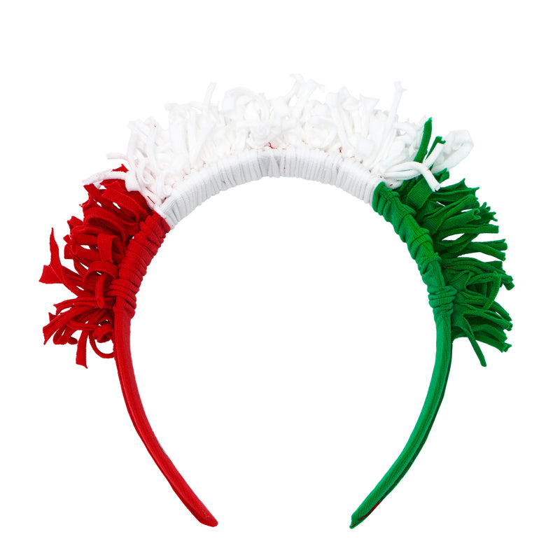 FRINGE HARD HEADBAND: cherry / white / kelly green