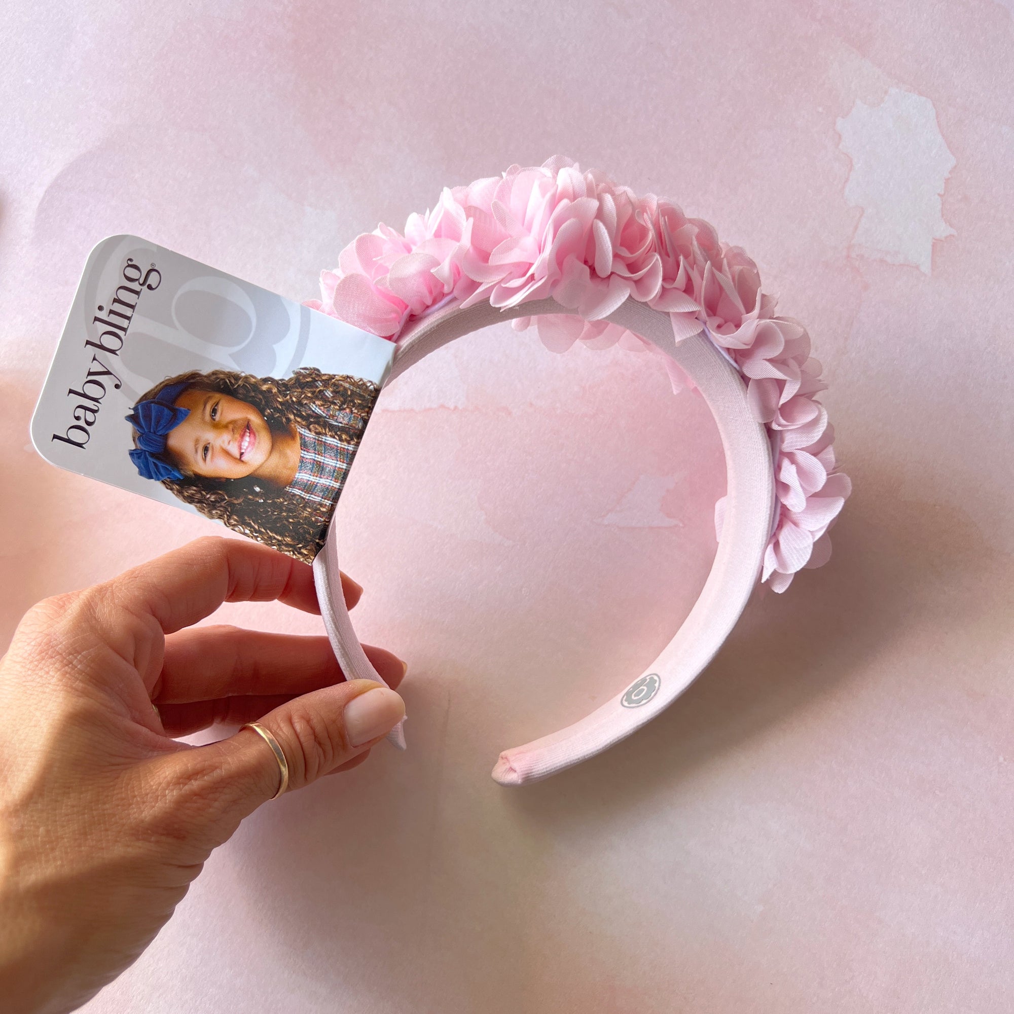 CHIFFON FLOWER HARD HEADBAND: pink