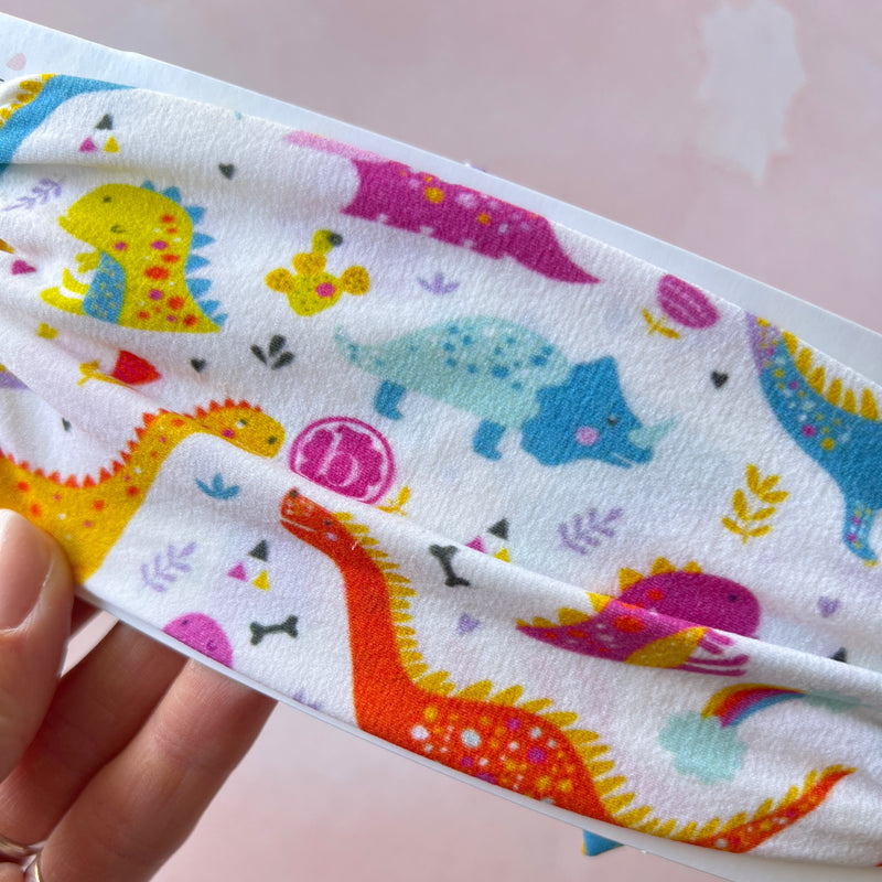 PRINTED FAB: bright dino