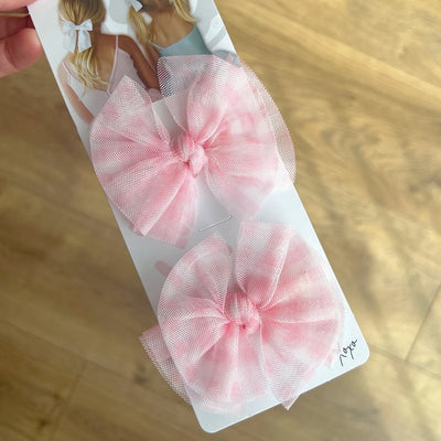 2PK TULLE BABY FAB CLIPS: pink gingham