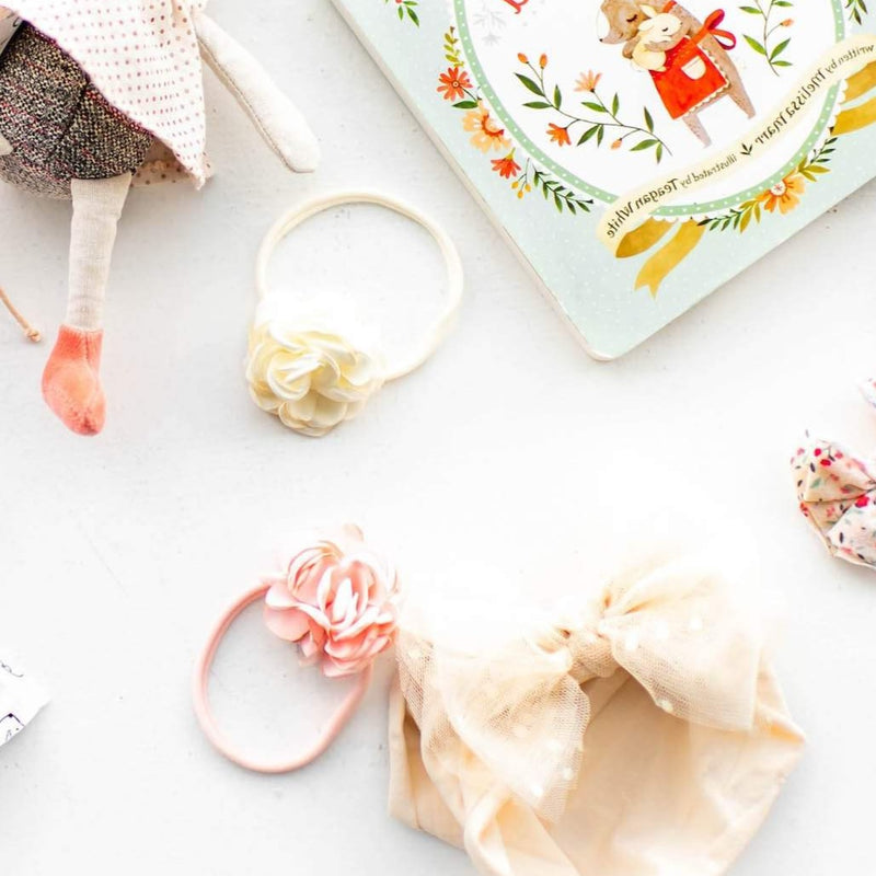 MINI SILK RUFFLE SKINNY: ivory-Baby Bling Bows