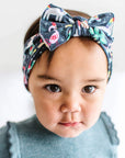 Soft Printed Nylon Headband One Size: holiday bash-Baby Bling Bows