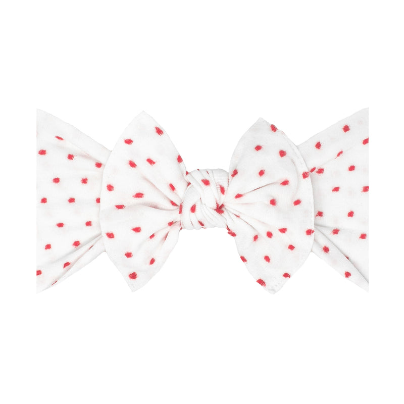 PATTERNED SHABBY KNOT: white / red dot