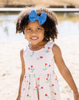 Soft Nylon Headband Patterned Shabby Knot One Size: denim w/red dot-Baby Bling Bows
