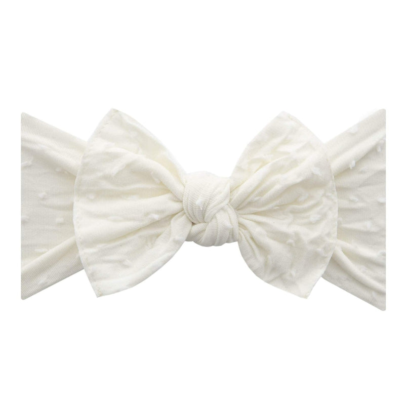 Soft Nylon Headband Patterned Shabby Knot Style One Size:  ivory dot-Baby Bling Bows