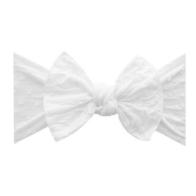 Soft Nylon Headband Patterned Shabby Knot One Size: white dot-Baby Bling Bows