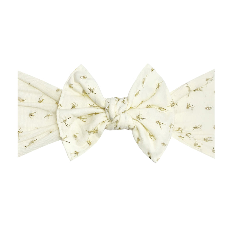 PATTERNED TINSEL KNOT: ivory metallic gold dot LE