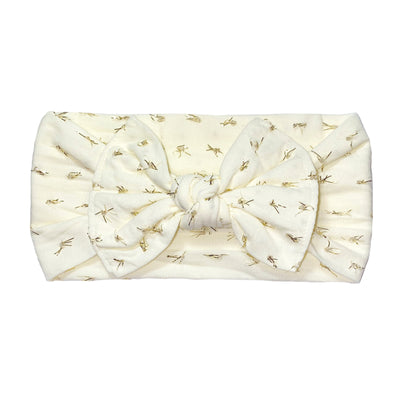 PATTERNED TINSEL KNOT: ivory metallic gold dot LE