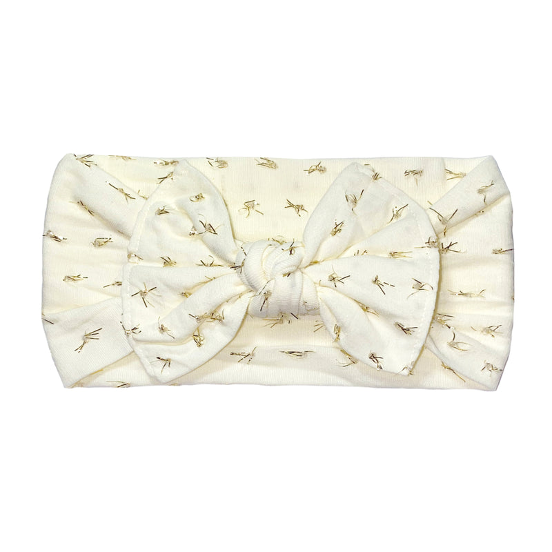 PATTERNED TINSEL KNOT: ivory metallic gold dot LE