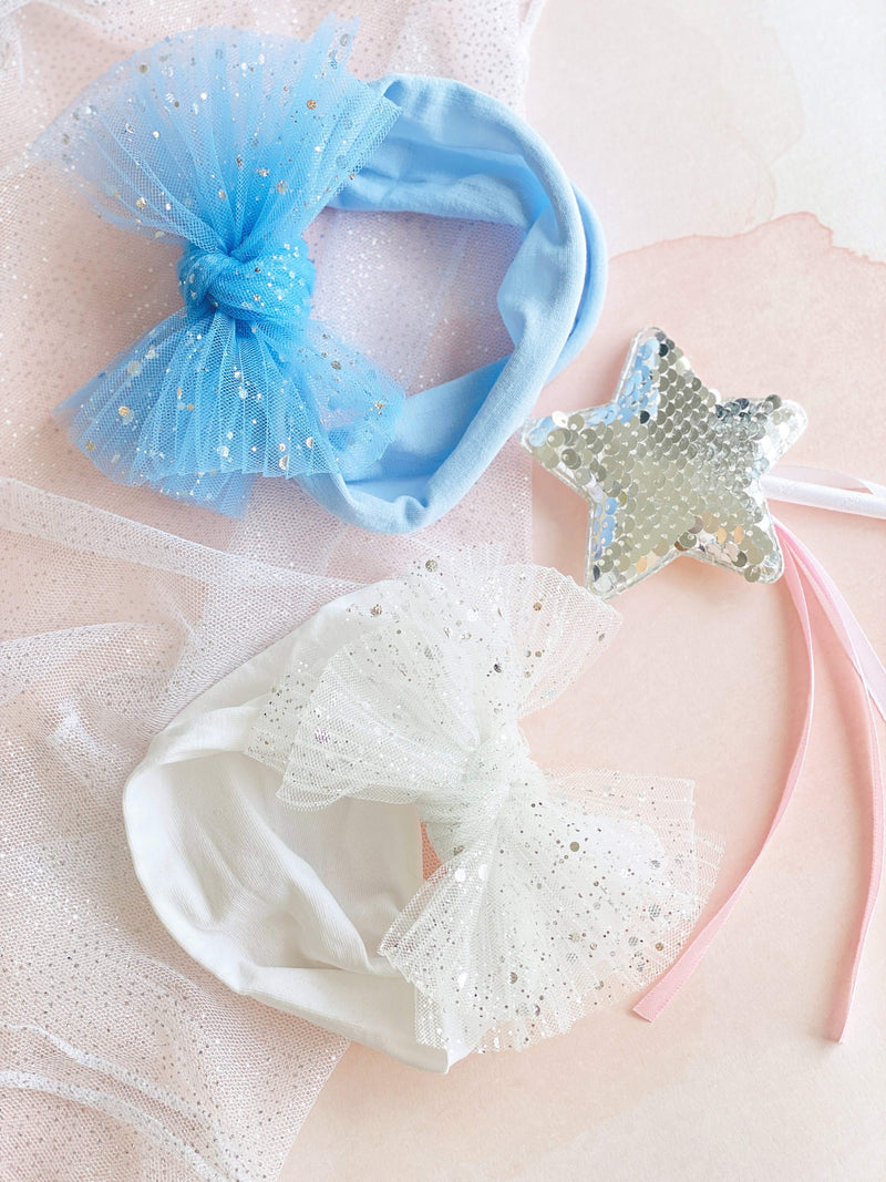 TULLE FAB: princess white-Baby Bling Bows