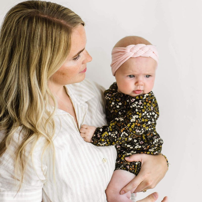 Soft Nylon Headbands The Three Amigas Style One Size: mauve+rose quartz dot+oatmeal/mushroom-Baby Bling Bows