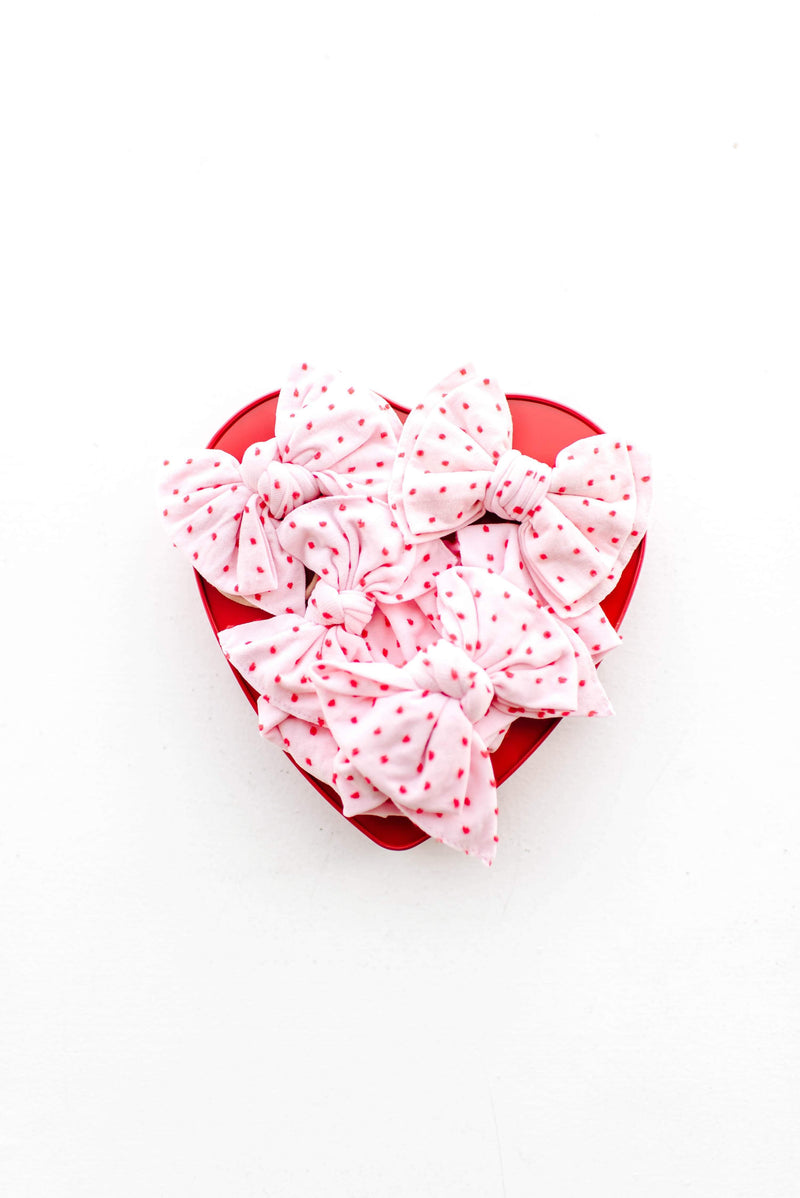 SHABBY DANG ENORMOUS BOW: pink w/ red dot-Baby Bling Bows