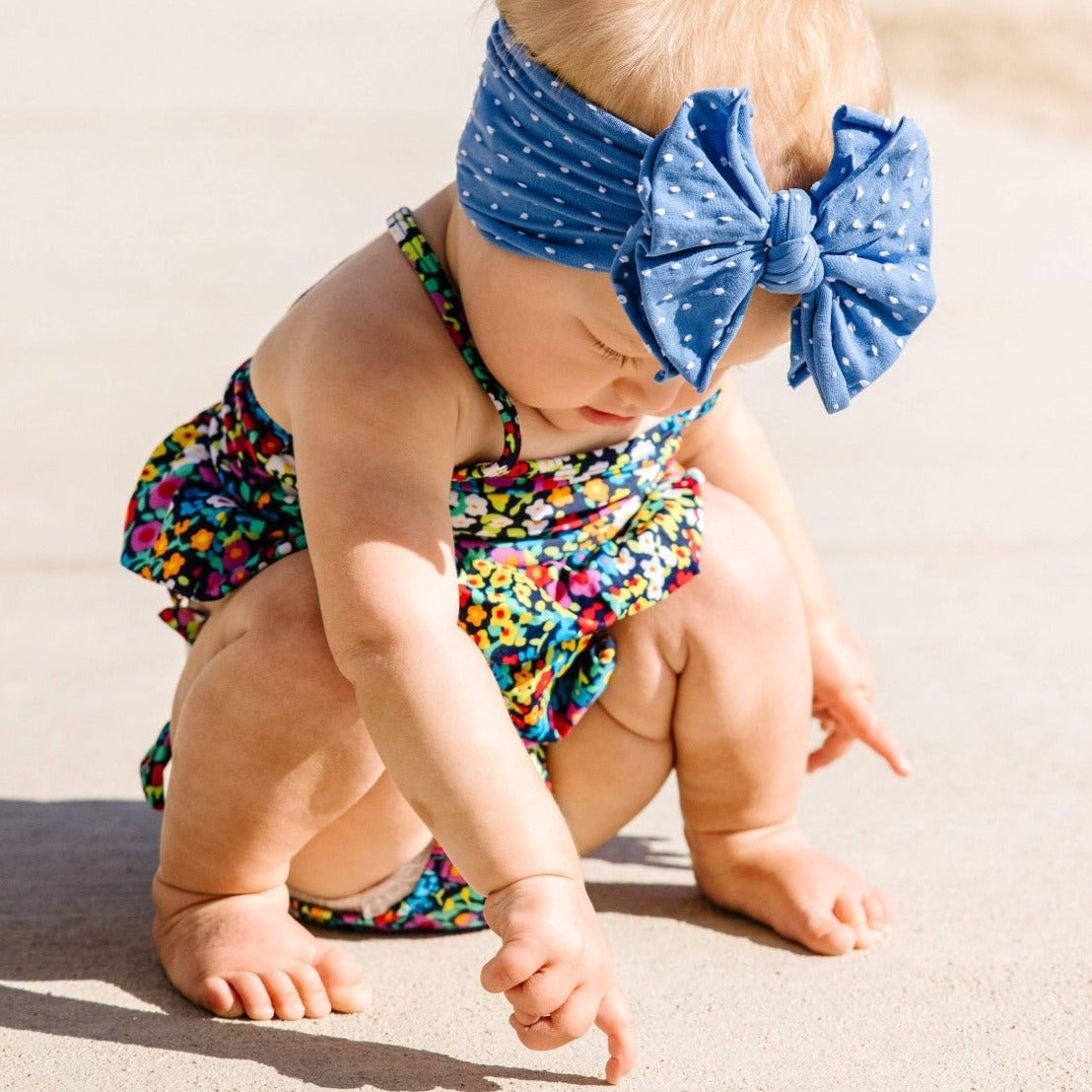 SHAB-BOW-LOUS: denim dot-Baby Bling Bows