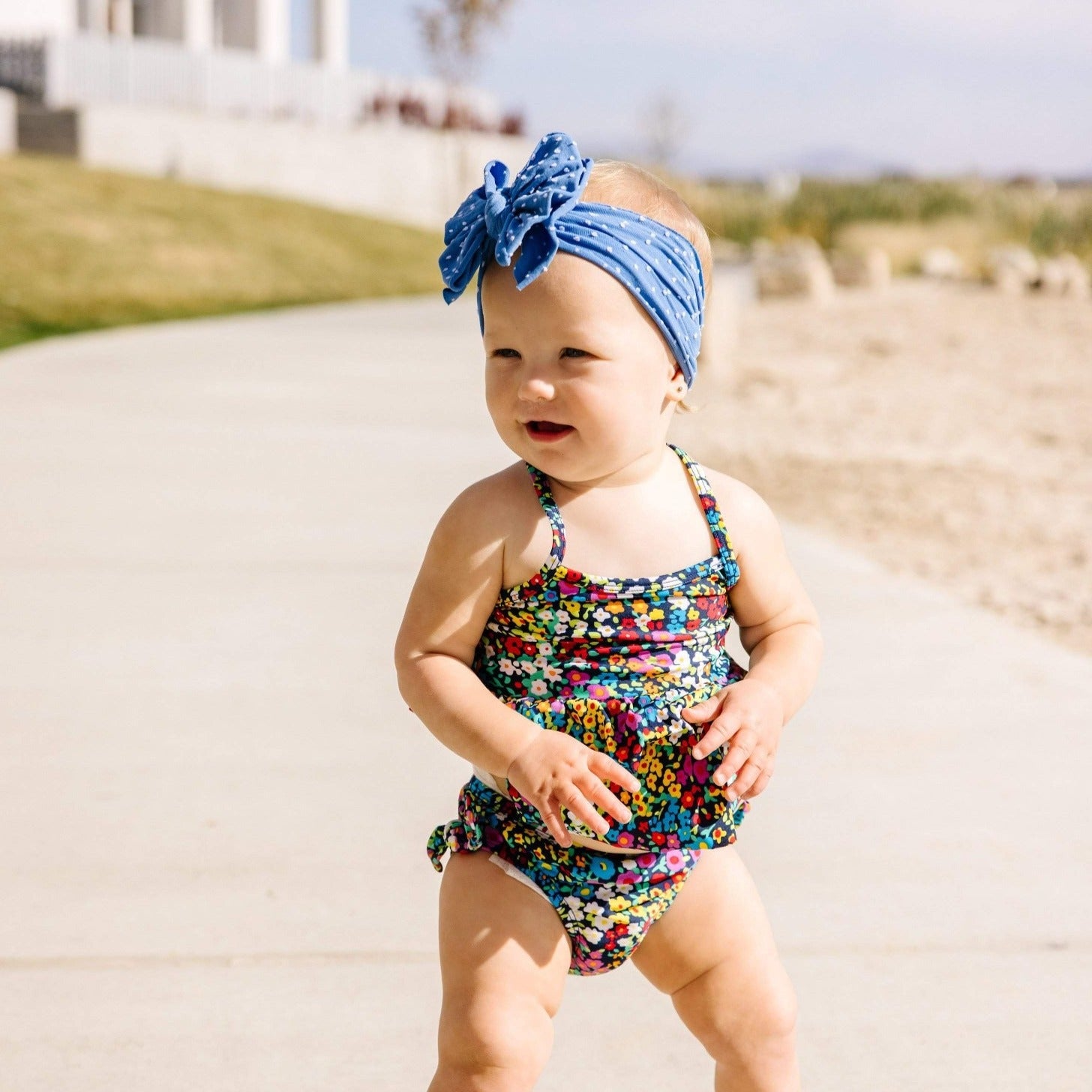 SHAB-BOW-LOUS: denim dot-Baby Bling Bows