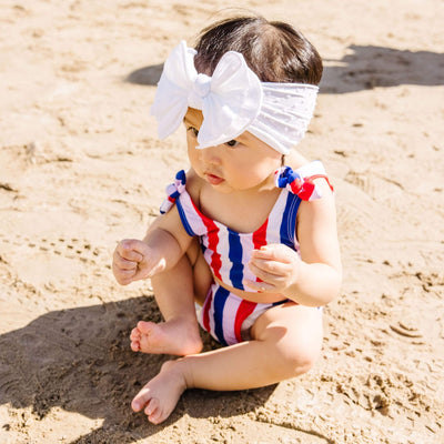 Soft Spandex Headband Shab-BOW-Lous Style One Size: white dot-Baby Bling Bows