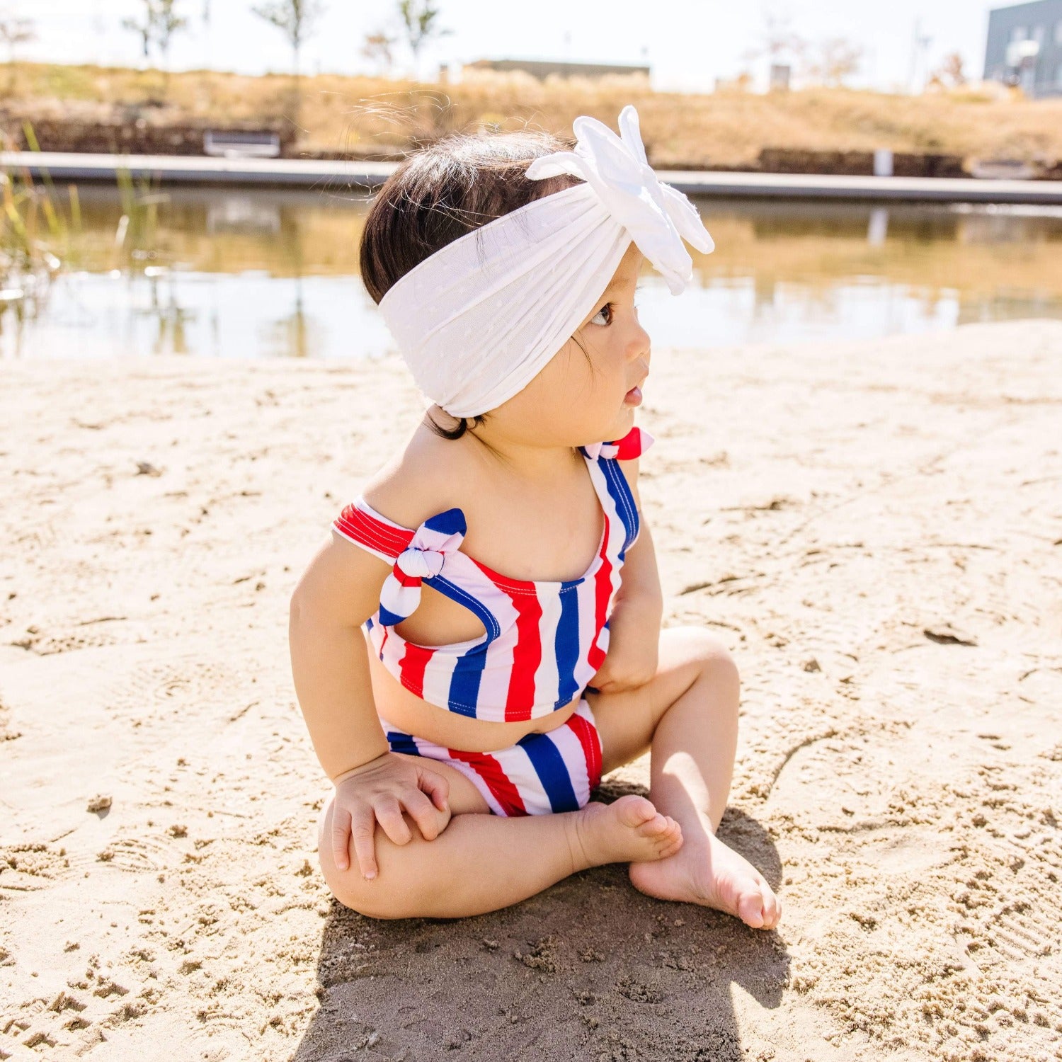 Soft Spandex Headband Shab-BOW-Lous Style One Size: white dot-Baby Bling Bows