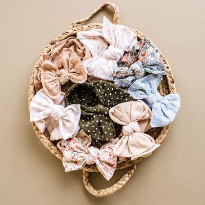 Soft Nylon/Spandex Dot Pattern Headband SHAB-BOW-LOUS CLIP One Size: artichoke dot-Baby Bling Bows
