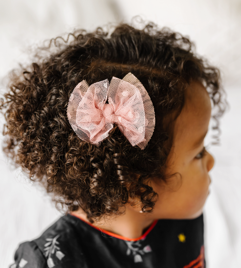 2PK TULLE BABY FAB CLIPS: rose quartz