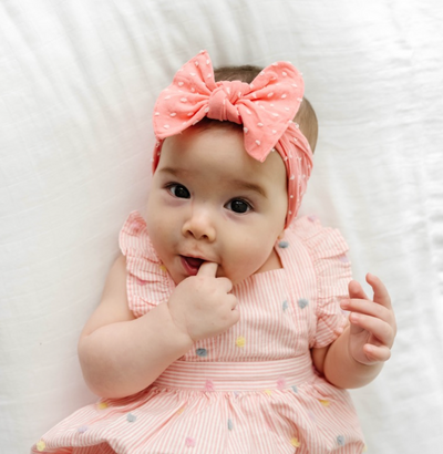 PATTERNED SHABBY KNOT: coral dot