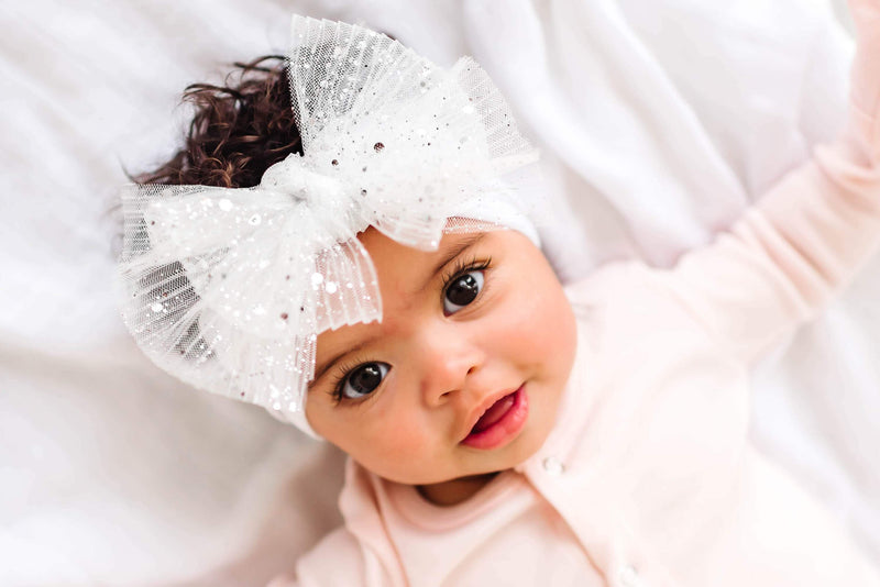 TULLE FAB: princess white-Baby Bling Bows