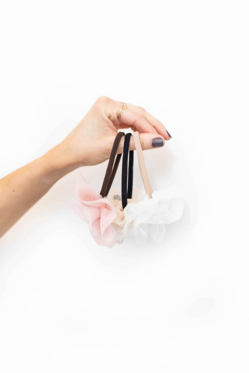 TULLE FAB SKINNY: black/oatmeal