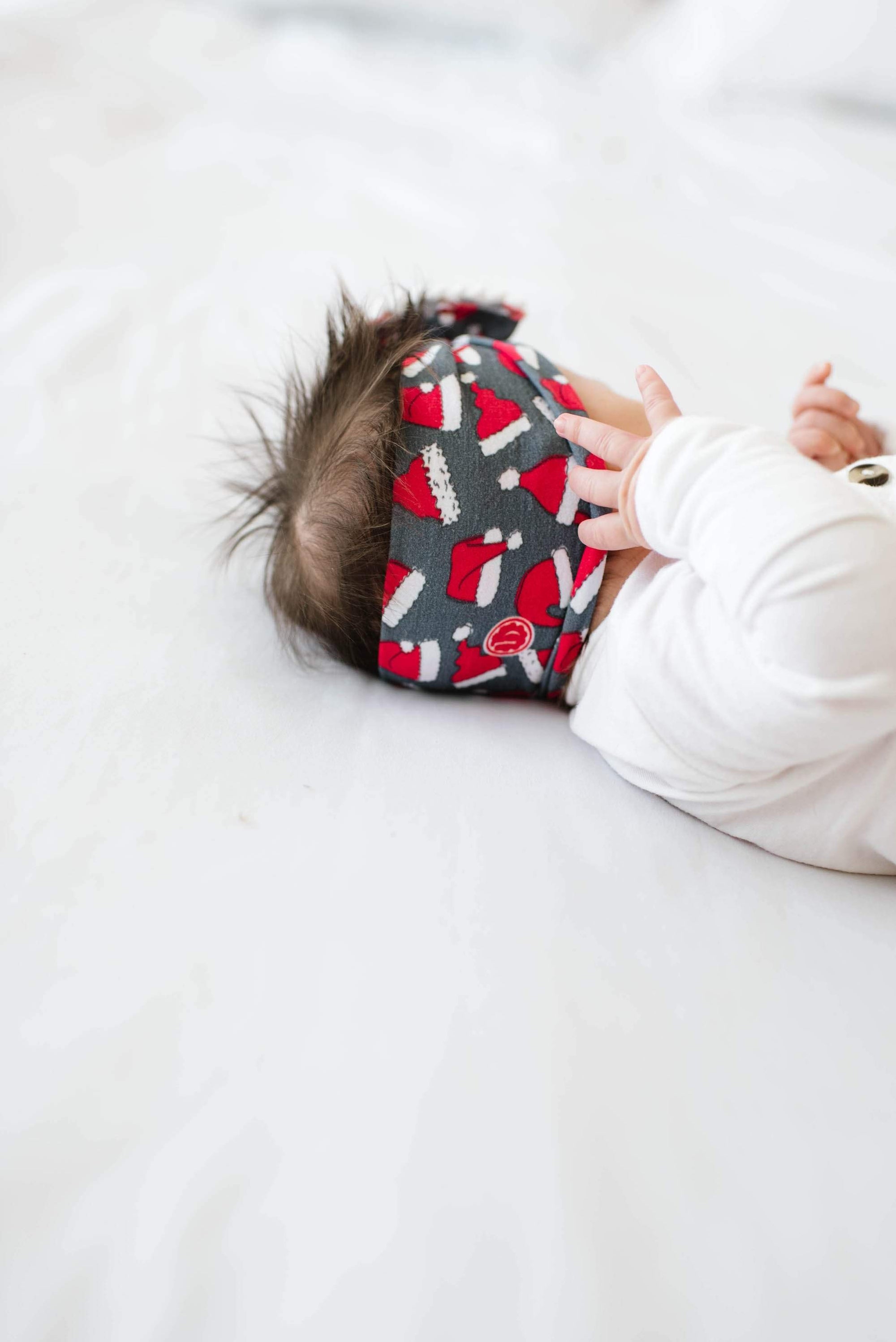Soft Printed Nylon Knot Headband with Trim One Size: ho-ho bow-Baby Bling Bows