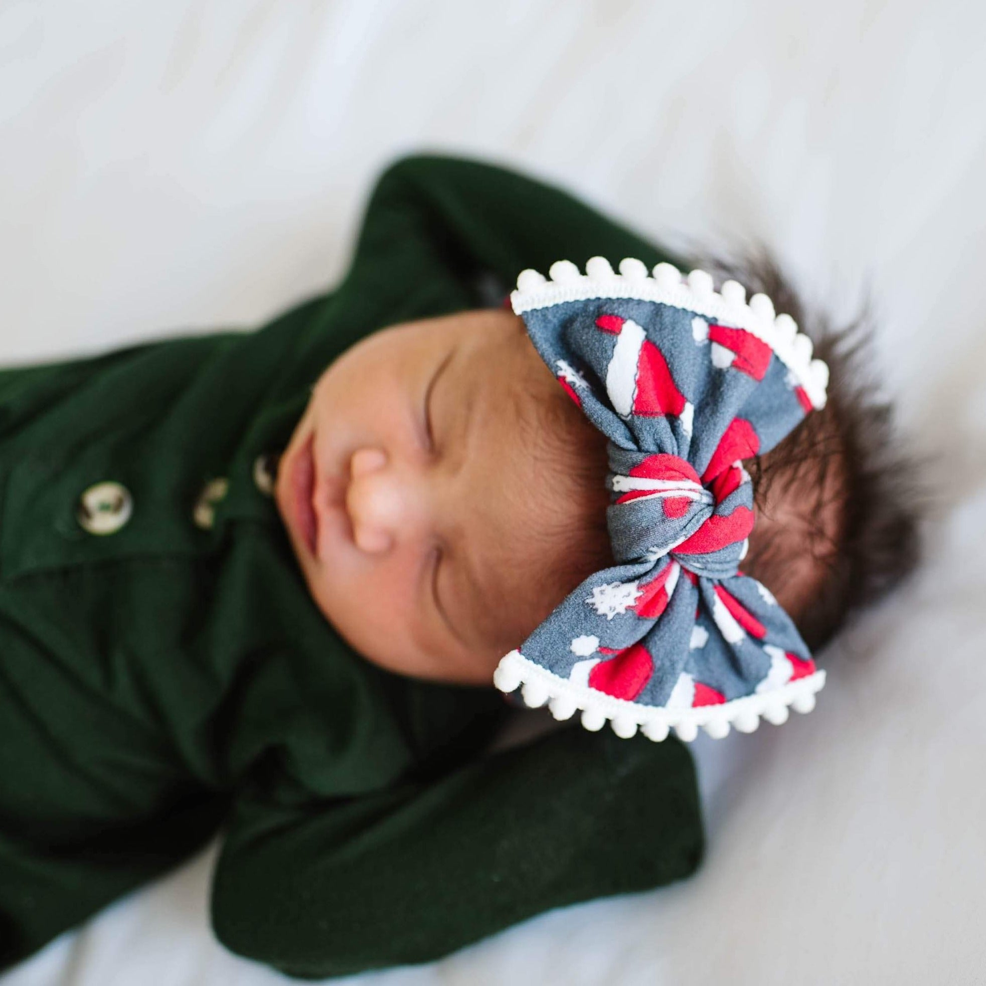 Soft Printed Nylon Knot Headband with Trim One Size: ho-ho bow-Baby Bling Bows