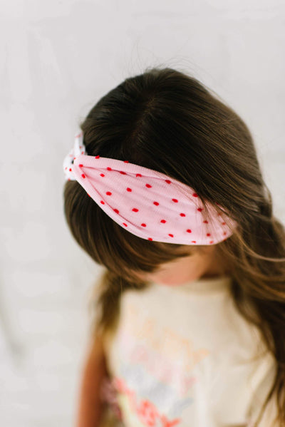 Soft Nylon Shabby Dot Pattern TWIST Headband One Size: cherry dot/royal dot-Baby Bling Bows