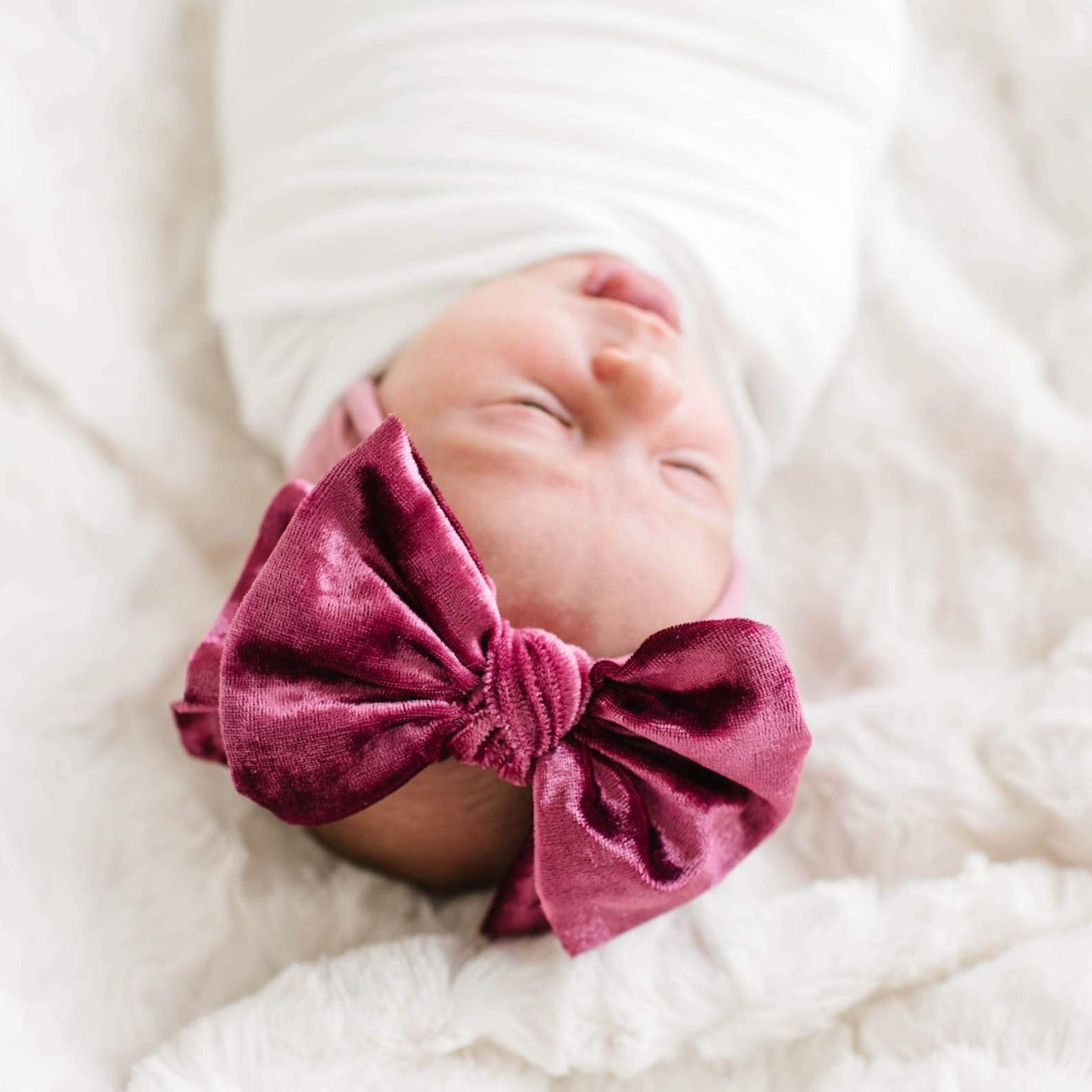 VELVET FAB: crushed mauve-Baby Bling Bows