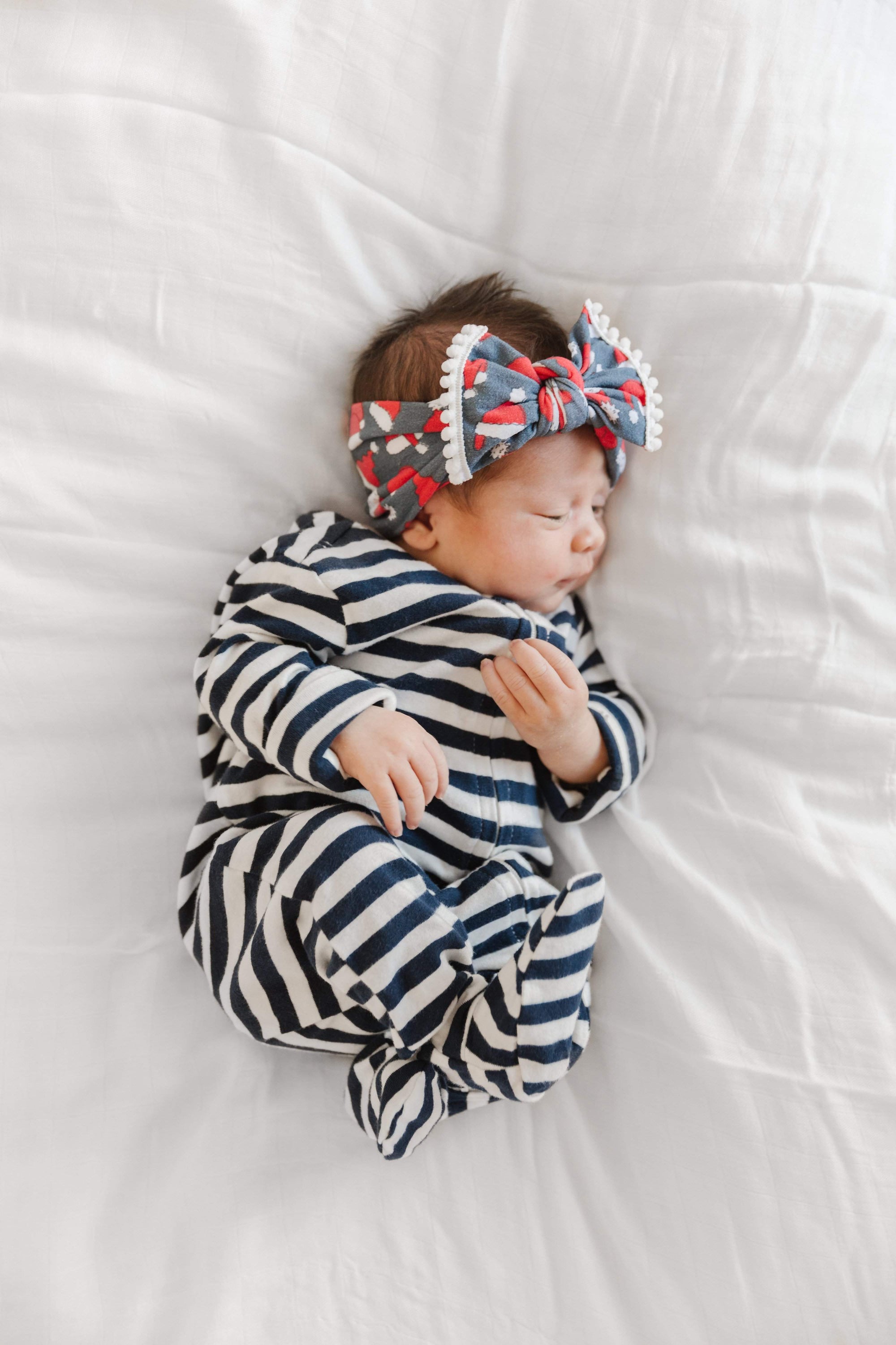 Soft Printed Nylon Knot Headband with Trim One Size: ho-ho bow-Baby Bling Bows