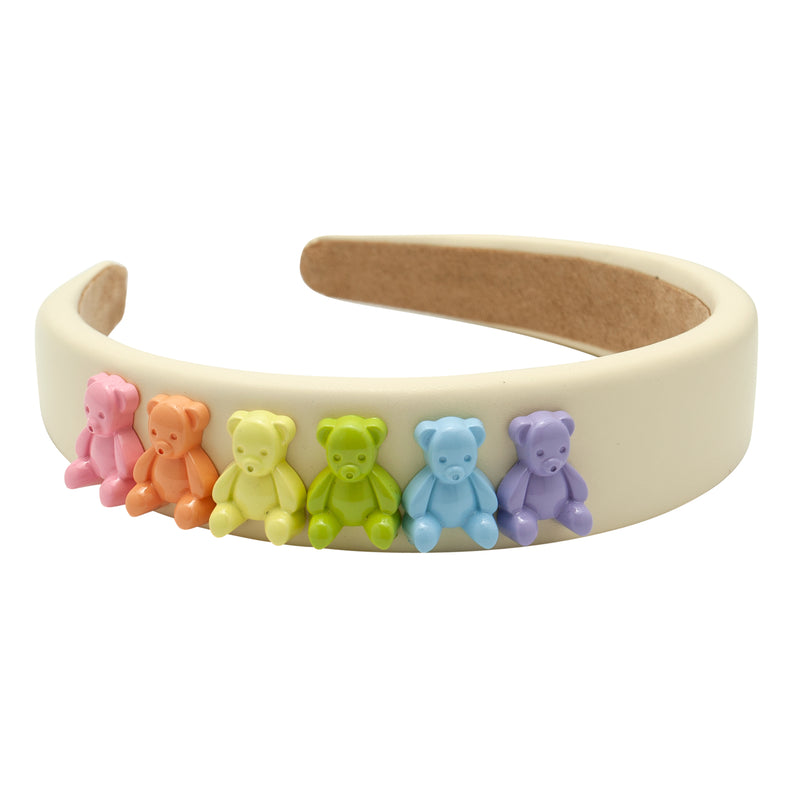 NOVELTY HARD HEADBAND: rainbow bear