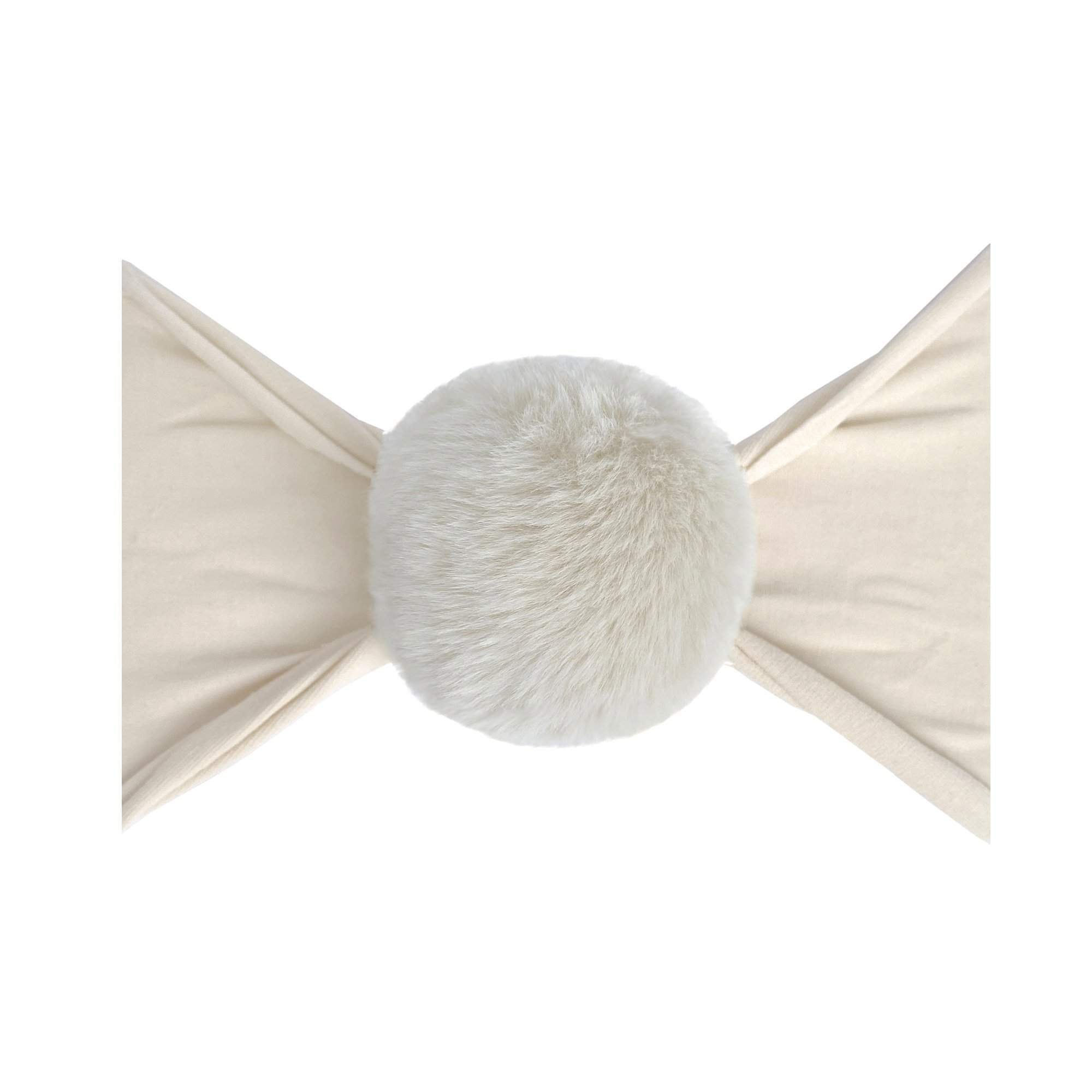 LUXE FUR POM: oatmeal-Baby Bling Bows