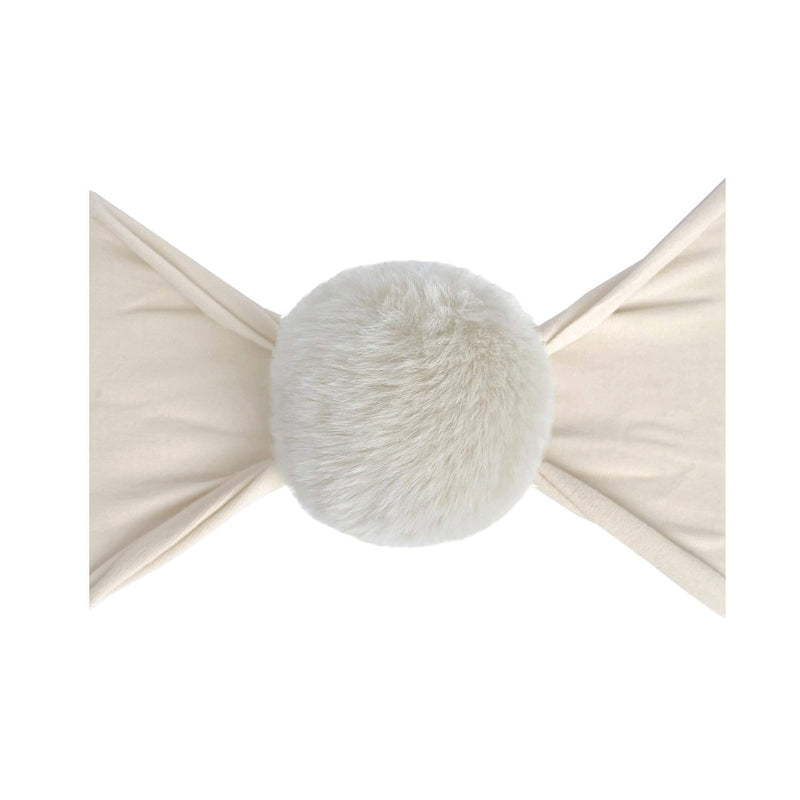 LUXE FUR POM: oatmeal-Baby Bling Bows