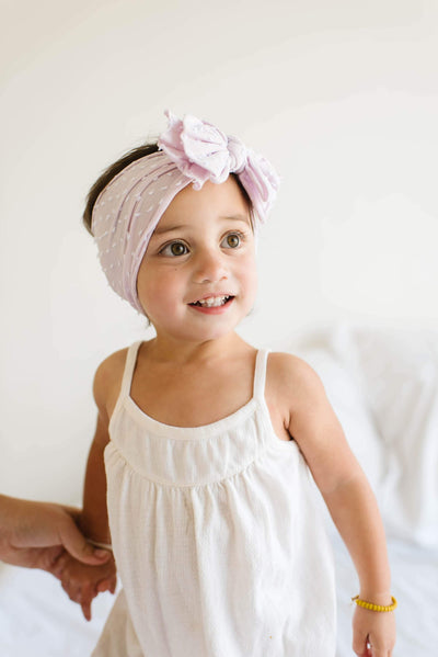 Soft Nylon/Spandex Dot Pattern Headband SHAB-BOW-LOUS One Size: thistle dot-Baby Bling Bows