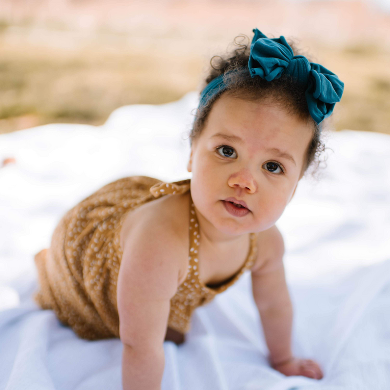 Soft Nylon/Spandex Headband Fab-BOW-Lous Style One Size: peacock-Baby Bling Bows