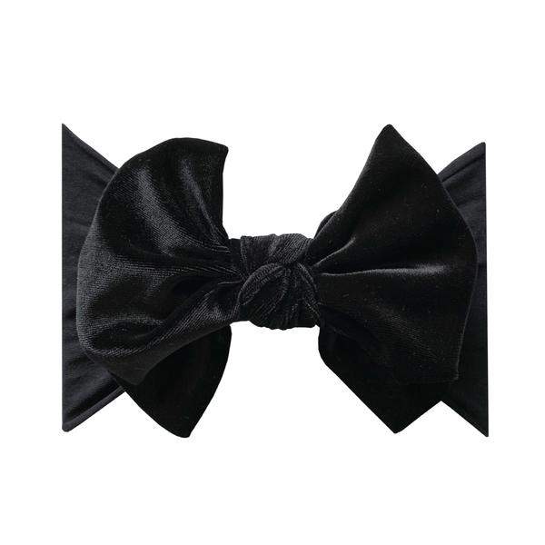 Soft Velvet Nylon Fab-bow-lous Headband One Size: black-Baby Bling Bows