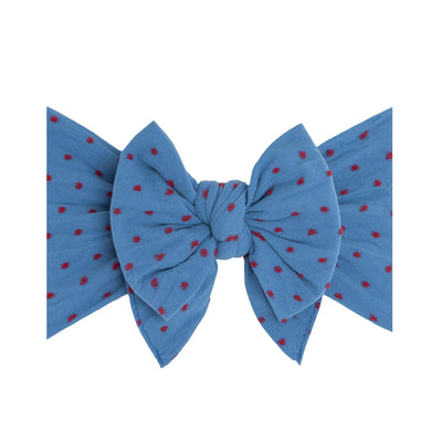 Soft Nylon Dot Pattern DANG ENORMOUS BOW One Size: denim w/red dot-Baby Bling Bows